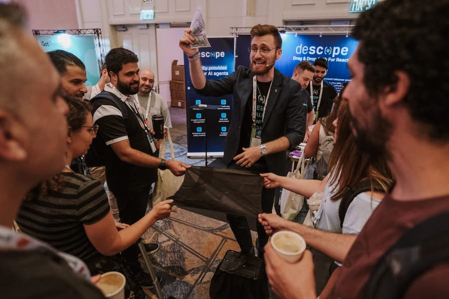 A live reveal at a conference booth